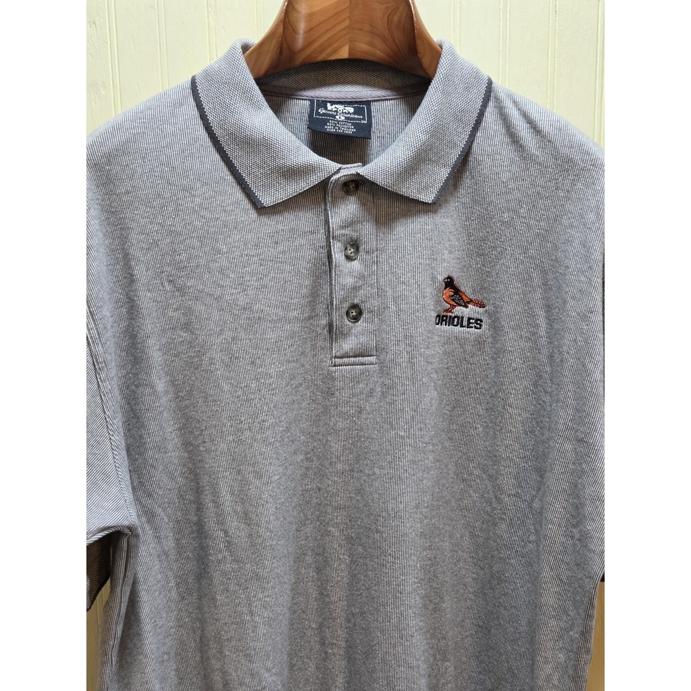 Baltimore Orioles Shirt Mens XL Gray MLB Baseball Lee Sport Polo Embroidered